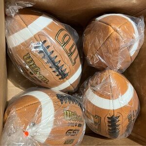 Wilson GST 1003 NEW Box Of 4 - NCAA/NFHS Leather Game Footballs W/logo
